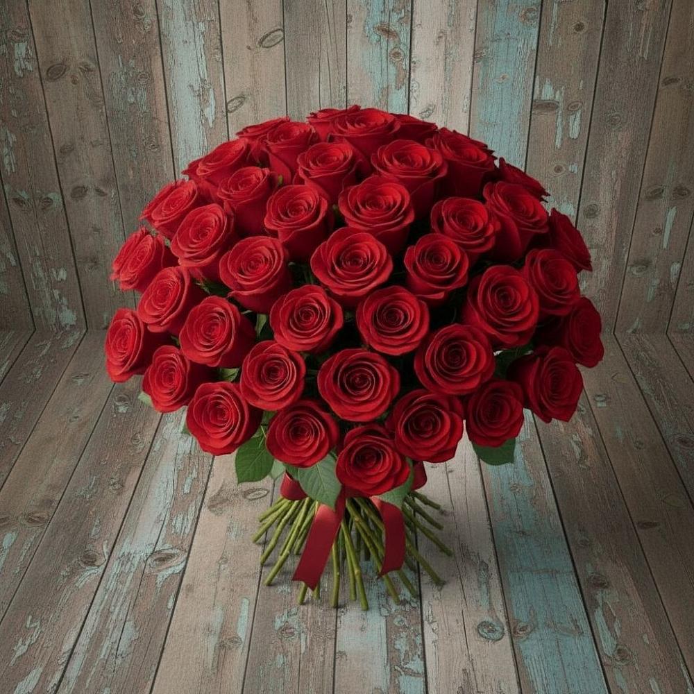 Букет 55 Красных роз Фридом в Мишелёвке