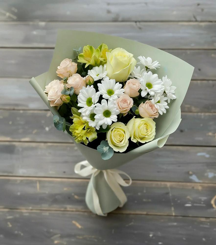 Букет цветов из: Альстромерии, Розы и Хризантемы в Мишелёвке