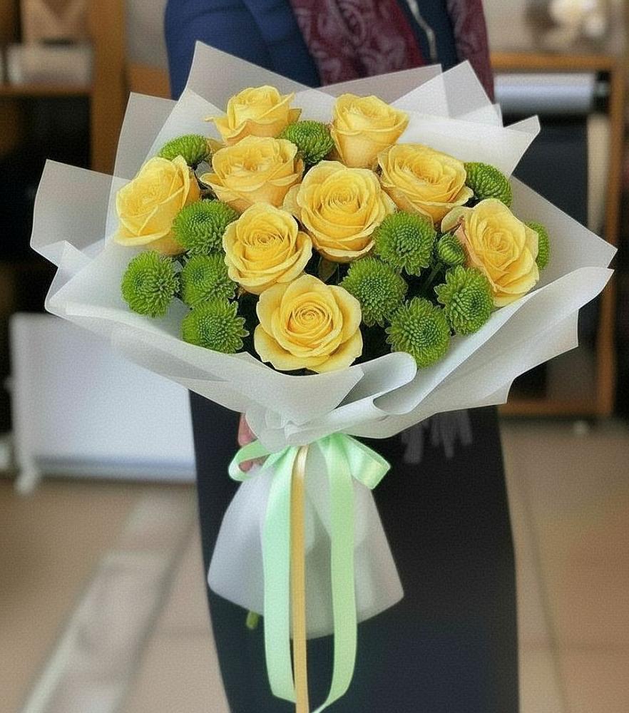 Букет цветов из: Хризантемы и Розы в Мишелёвке