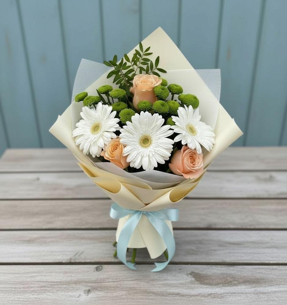 Букет цветов из: Герберы, Розы и Хризантемы в Мишелёвке