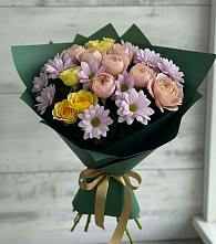 Букет цветов из:  Хризантемы и Розы #REPLACE_PRED# Мишелёвке