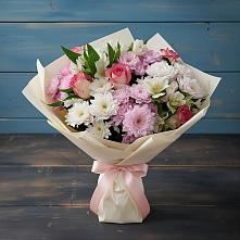 Букет цветов из:  Хризантемы, Альстромерии и Розы в Мишелёвке