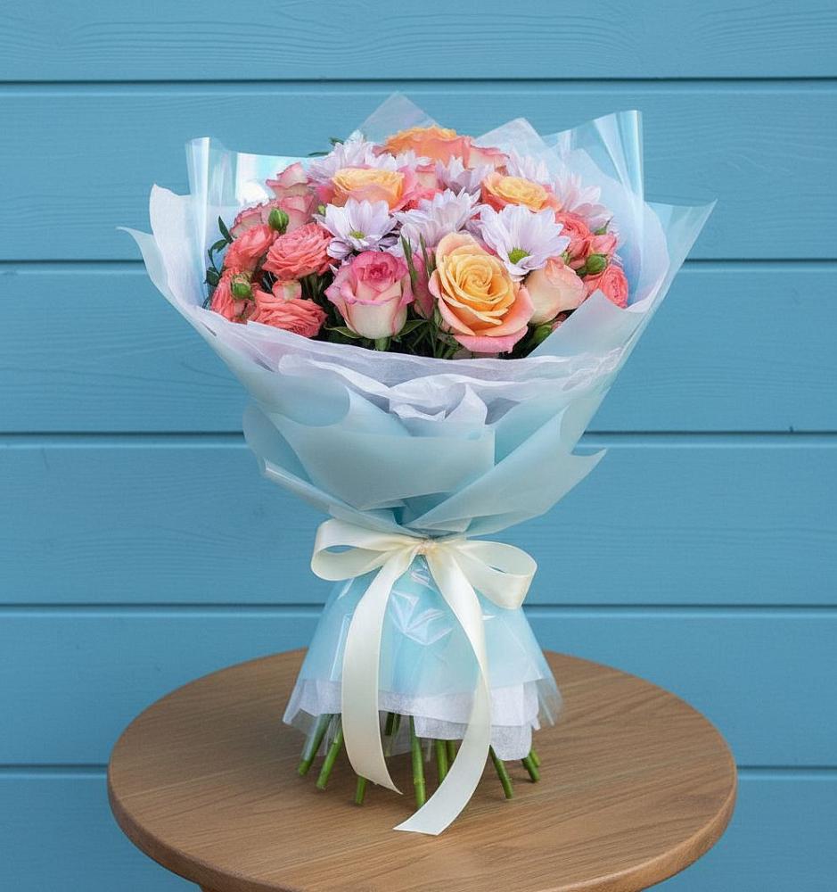 Букет цветов из: Хризантемы и Розы в Мишелёвке