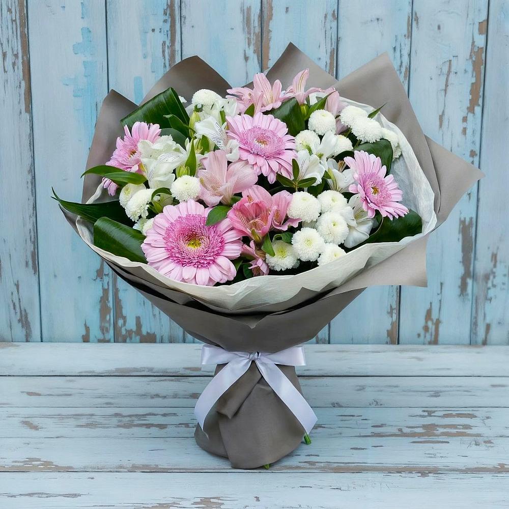 Букет цветов из: Герберы, Альстромерии и Хризантемы в Мишелёвке